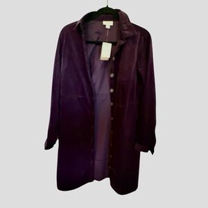 New With Tags J. Jill Trench Coat Velvet Plum Purple Lightweight